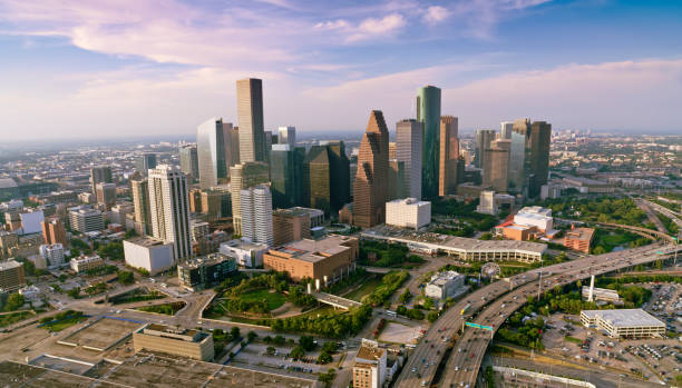 Skyscrapers in downtown Houston stock photo
