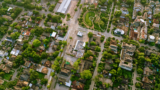 Aerial view of midtown in Houston, Texas, USA.