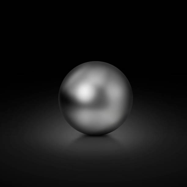 istock Silver color realistic chrome ball on black background. 3d render 1391573211