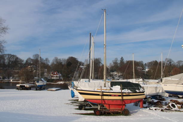 istock Sailing yachts on boat trollies in winter 1391573610