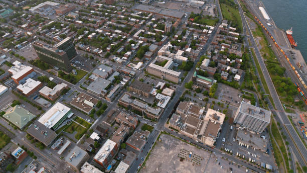 Sainte-Marie neighbourhood in Montreal Aerial view of Sainte-Marie neighbourhood in Montreal, Quebec, Canada. sainte marie stock pictures, royalty-free photos & images