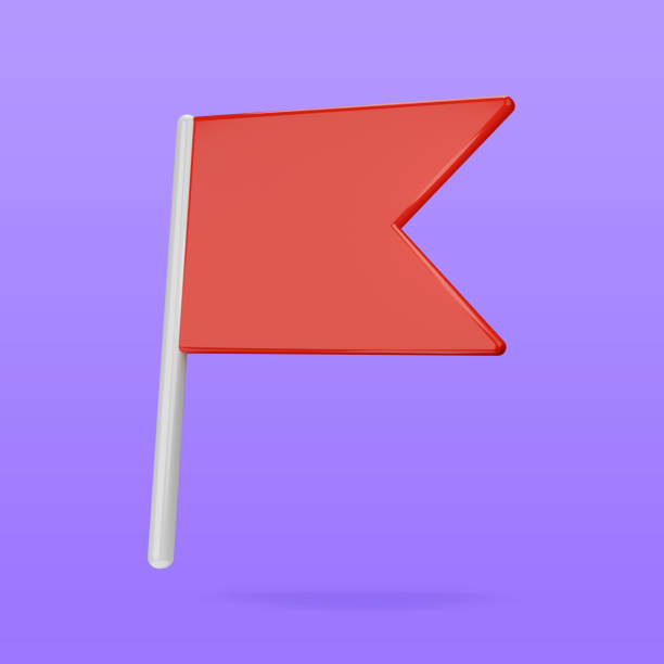Red flag 3D illustration. Warning sign. 3D rendering.