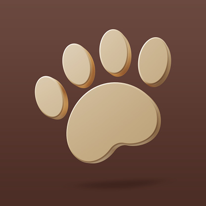 Paw 3d symbol. Pet paw 3D rendering illustration.
