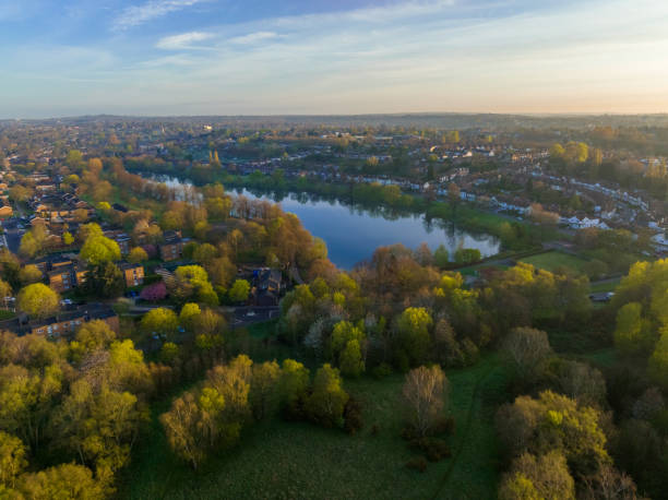 vista aérea de brookvale park al amanecer, birmingham, west midlands, reino unido - west midlands fotografías e imágenes de stock