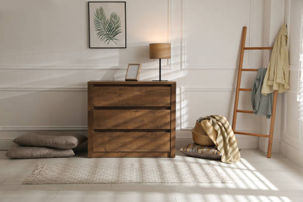 istock Stylish rug with pattern on floor in room 1391596642