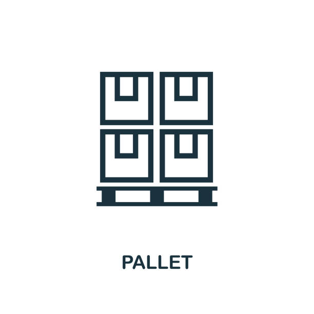 bildbanksillustrationer, clip art samt tecknat material och ikoner med pallet icon. monochrome style design from logistics delivery icon collection. ui. pixel perfect simple pictogram pallet icon. web design, apps, software, print usage. - shipping container icon