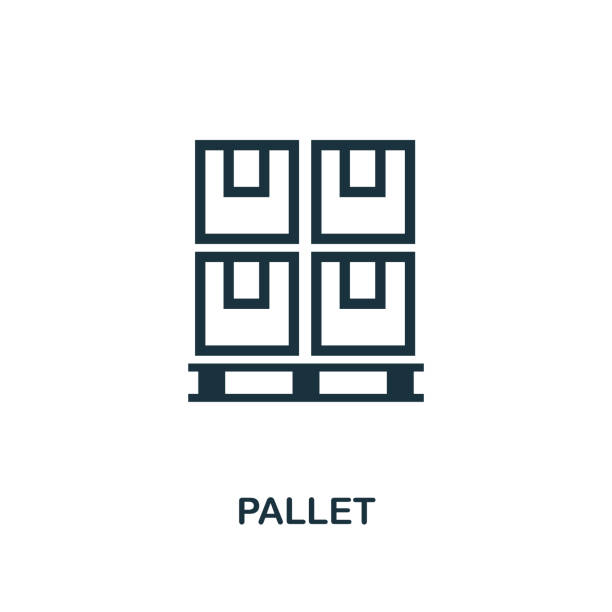 Pallet icon. Monochrome style design from logistics delivery icon collection. UI. Pixel perfect simple pictogram pallet icon. Web design, apps, software, print usage. Pallet icon. Monochrome style design from logistics delivery collection. UI. Pixel perfect simple pictogram pallet icon. Web design, apps, software, print usage. palette transport stock illustrations