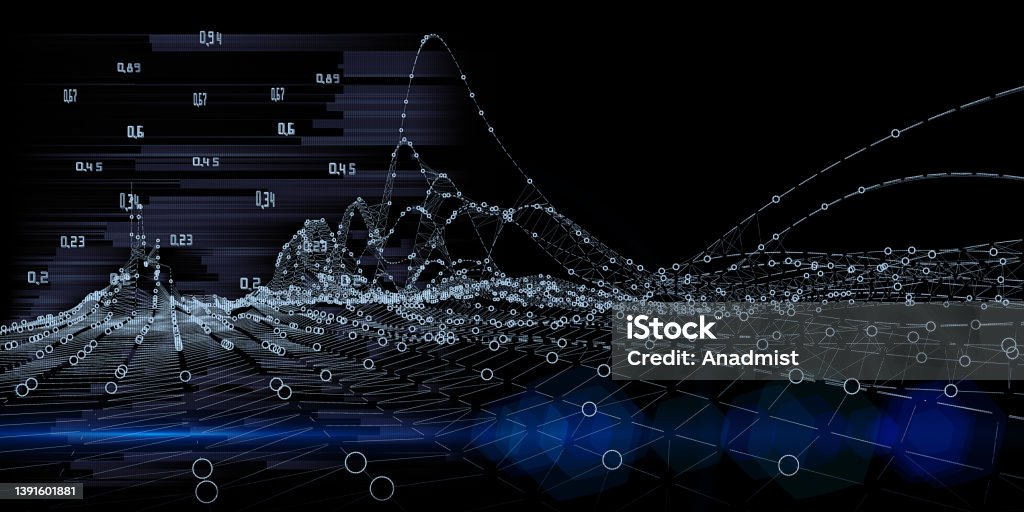 Abstract Technology Background With Wireframe From Dotted And Data ...