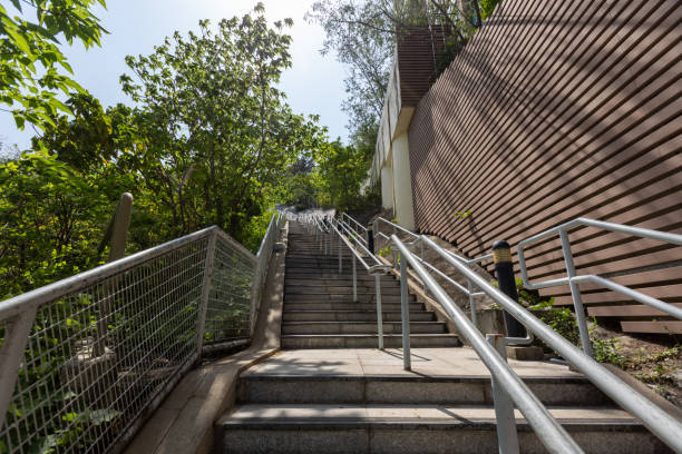A long staircase in Hong Kong.