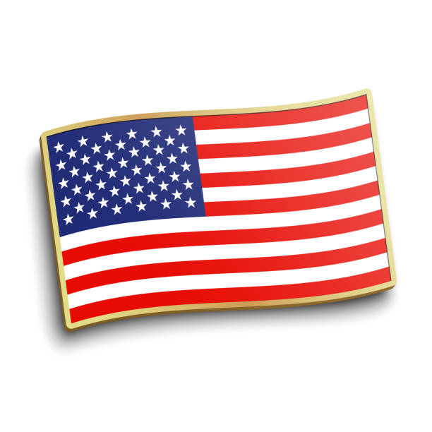 amerykańska flaga złota klapa wyizolowana na białym tle. ilustracja wektorowa odznaki flagi usa. - patriotism usa flag jewelry stock illustrations