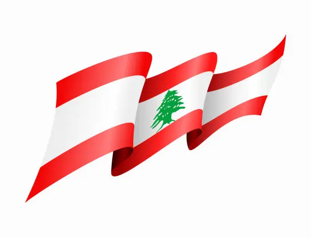 Vector illustration of Lebanese flag wavy abstract background. Vector illustration.