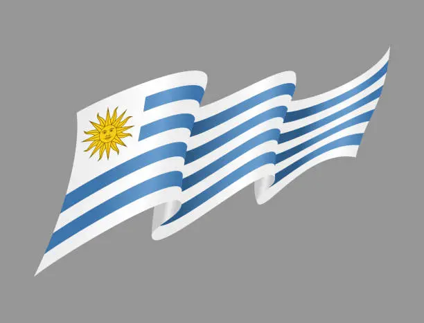 Vector illustration of Uruguayan flag wavy abstract background. Vector illustration.