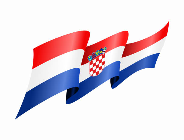 ilustraciones, imágenes clip art, dibujos animados e iconos de stock de bandera croata fondo abstracto ondulado. ilustración vectorial. - croatian flag