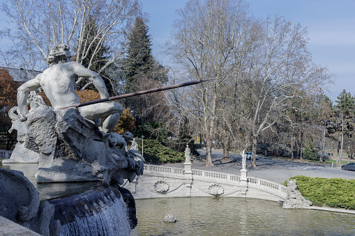 Turin, Italy - March 19, 2022: The Fountain of the Twelve Months in the Valentino Park.