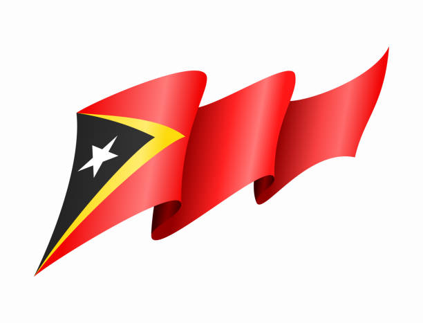Timor-Leste flag wavy abstract background. Vector illustration. Timor-Leste flag wavy abstract background layout. Vector illustration. leste stock illustrations