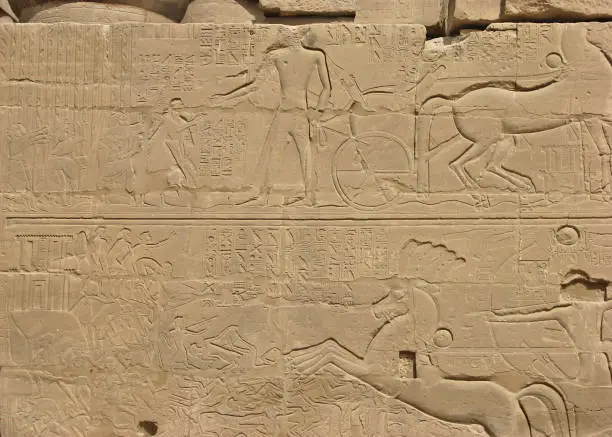 Photo of War Scene Mural, Temples at Karnak, Egypt