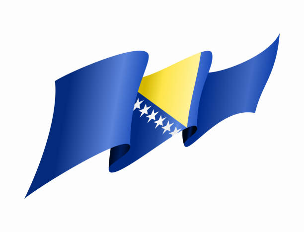 ilustrações, clipart, desenhos animados e ícones de bósnio herzegovinan bandeira ondulado fundo abstrato. ilustração vetorial. - bosnia herzegovinan