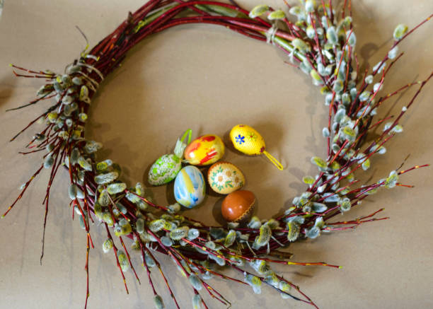 istock round decor made of poplars, decorated with eggs and birds 1391634297