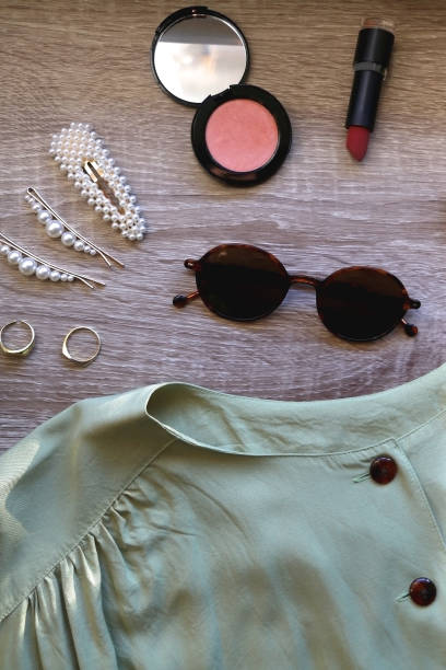 istock Green Blouse, Make Up Products and Accessories 1391637311