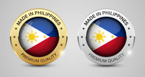 ilustrações, clipart, desenhos animados e ícones de fabricado nas filipinas gráficos e rótulos definidos. - philippines map manila philippines flag