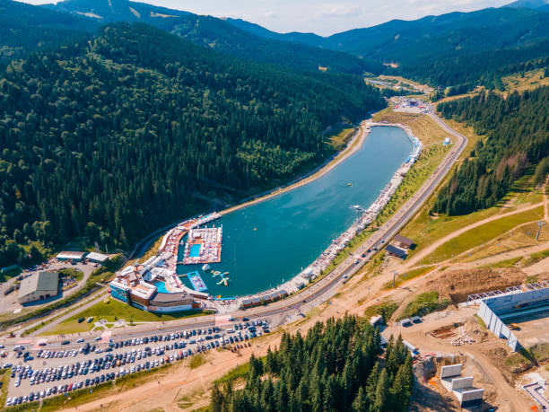 istock aerial view of summer mountains range bukovel lake 1391642749