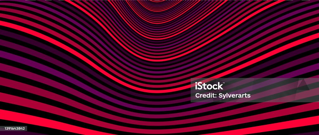 Hyper Insane Background Psychedelic Red Colored Optical Illusion Lines Vector Insane Art ...