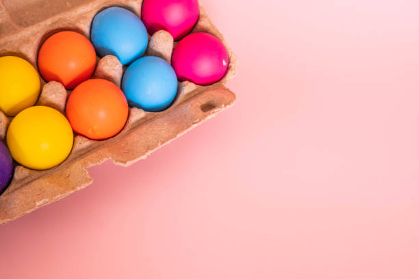 Cardboard container with colourful easter eggs.