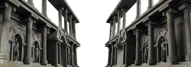 3d render illustration artwork of greek temple walls.