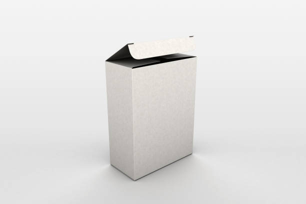 caja de cartón aislado sobre fondo blanco - box blank brown white fotografías e imágenes de stock