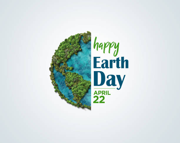 World Earth Day or Environment day concept Earth day concept. 3d eco friendly design. Earth map shapes with trees water and shadow. Save the Earth concept. Happy Earth Day, 22 April. earth day stock pictures, royalty-free photos & images