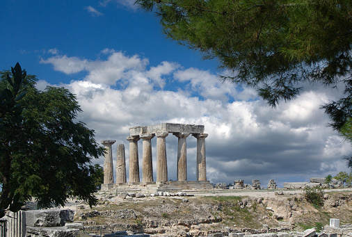 Tetrapylon ancient ruins in Aphrodisias. Archaeology landmark in Turkey