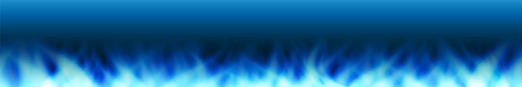 Horizontal seamless pattern with blue gas flames. Neon illustration dark blue background. Vector illustration.