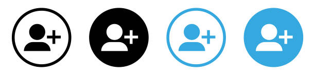 stockillustraties, clipart, cartoons en iconen met add new user icon  profile avatar with plus symbol - sociale mediavolgers