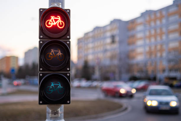 istock Traffic red light forbids bicycle to pass in city 1391679280