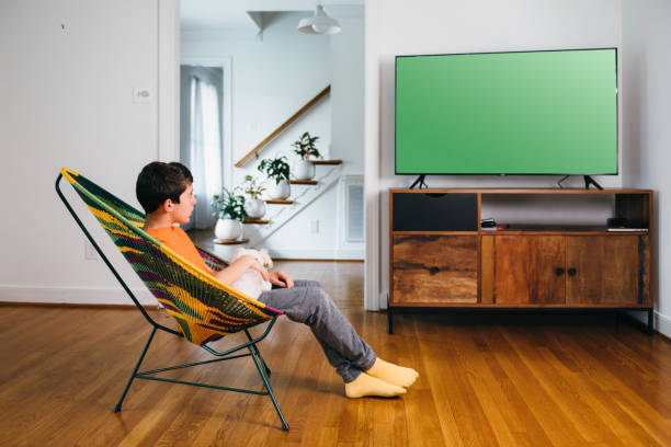 istock Boy watching TV in living room 1391679349