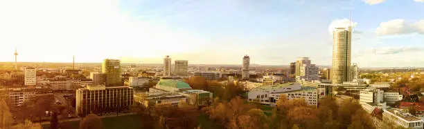 Essen cityskyline and landscape from the sky