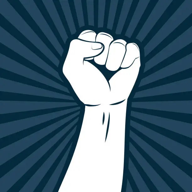 Vector illustration of Revolution fist propaganda poster