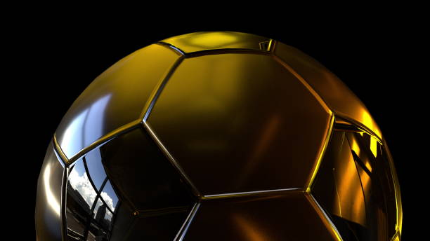 Gold soccer ball stock photo