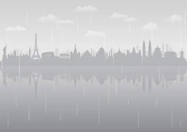 Vector illustration of World Skyline (All Buildings Are Complete and Moveable)