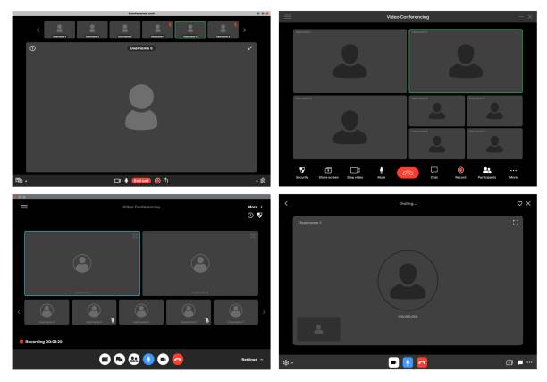 ilustrações de stock, clip art, desenhos animados e ícones de videocall interface screen template, web chat ui - interface gráfica do utilizador