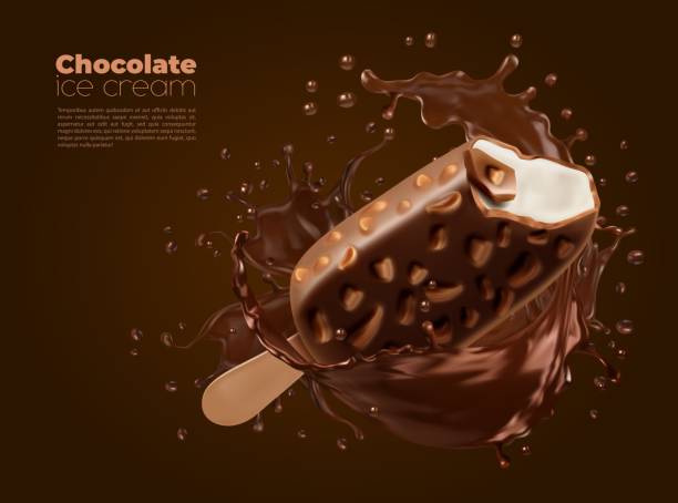 ilustrações de stock, clip art, desenhos animados e ícones de realistic chocolate splash and ice cream, vector - chocolate backgrounds swirl pattern