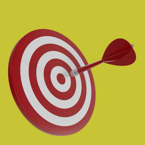 istock Arrow on Target isolated on yellow background, 3d render illustration 1391717842