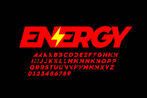 Lightning bolt symbol style font vector art illustration