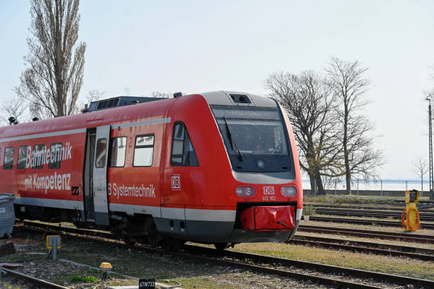 Lindau, Germany, March 28, 2022 - DB 612.902 test vehicle of Deutsche Bahn Systemtechnik for vehicle reaction measurements seen at Lindau Station