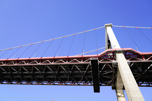 pont Aquitaine bridge in bordeaux city south France view from under coast