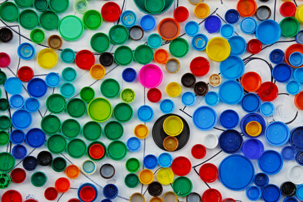 istock Colorful recycled plastic bottle caps 1391729271