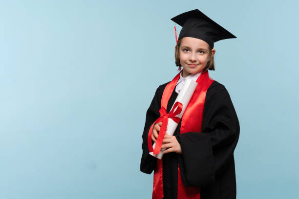 Child whizkid graduation certificate stock photo