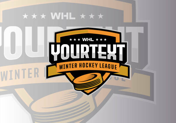 Hockey league tournament logo sport design Hockey league tournament logo sport design template vector ice hockey league stock illustrations