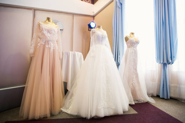 Wedding dresses presented on a fashion exhibition. Wedding dresses presented on a fashion exhibition sposa stock pictures, royalty-free photos & images