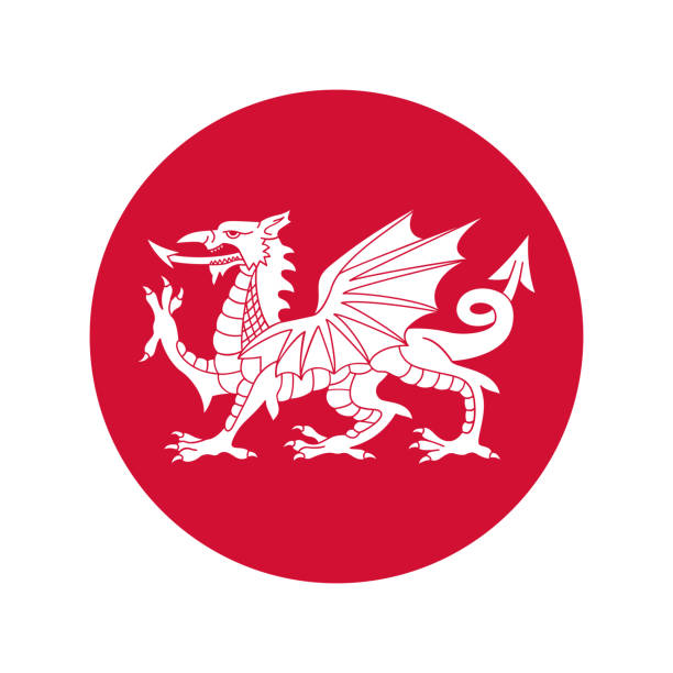 уэльский дракон - welsh flag stock illustrations